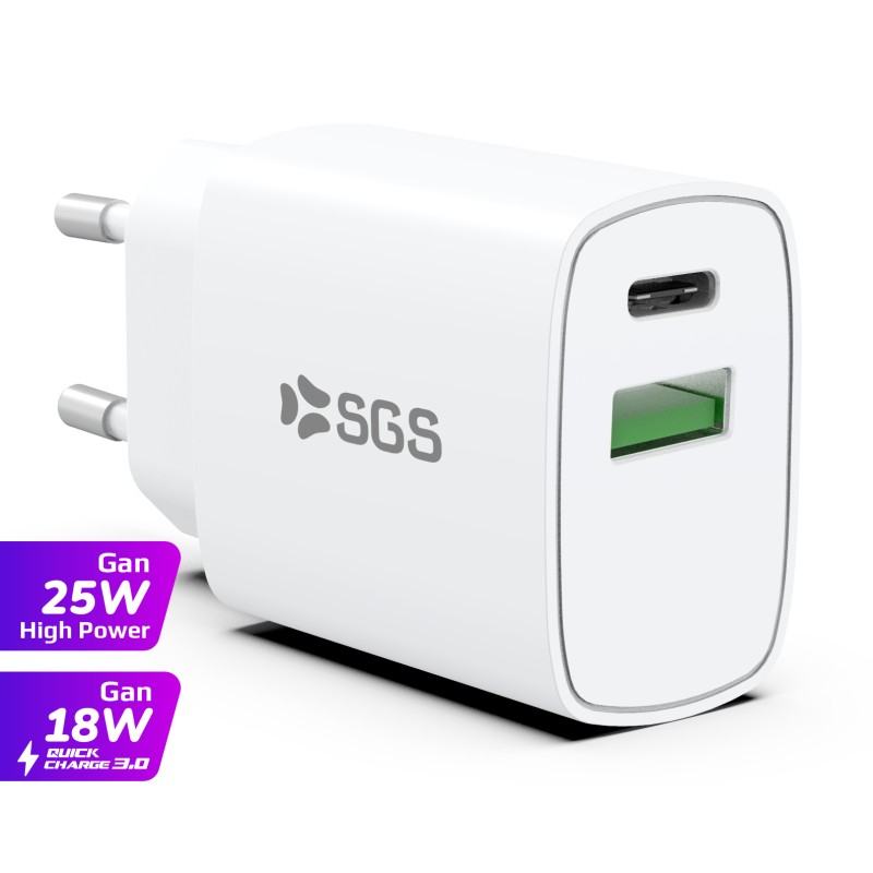 SGS CARICABATTERIE DA CASA USB-C PD USB GAN 25W